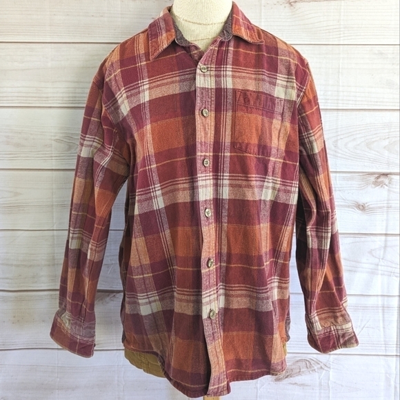 Carhartt Hubbard Cotton Flannel Button Down in Red and Orange Size Large - Picture 2 of 10